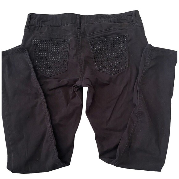 Indigo Rein black skinny Low Rise Y2k Juniors 9 stretch Crystal Embellished - Picture 1 of 10